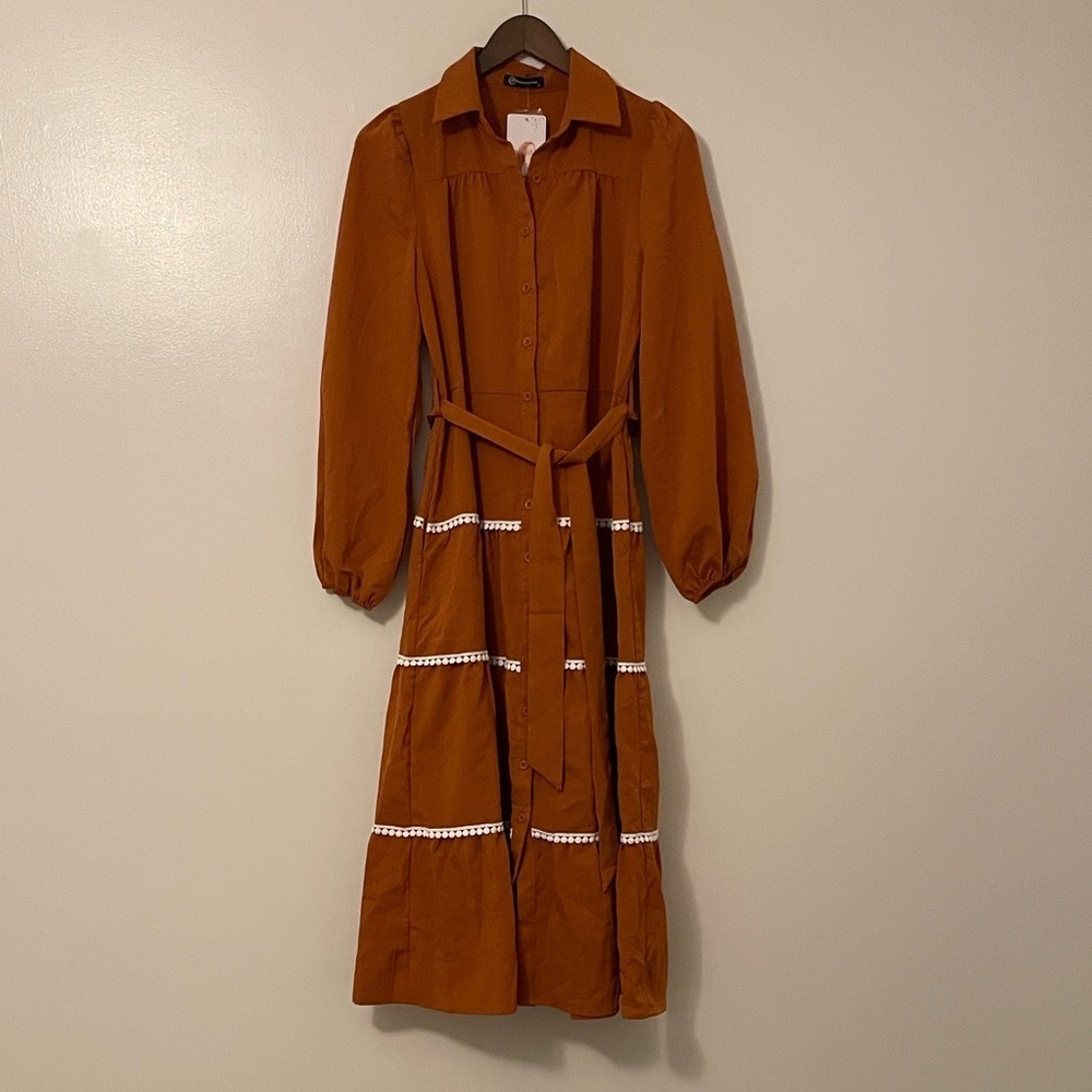 Pretty Garden Long Sleeve Smocked Scandigirl Maxi Casual Dress SMALL NWT - Picture 2 of 6